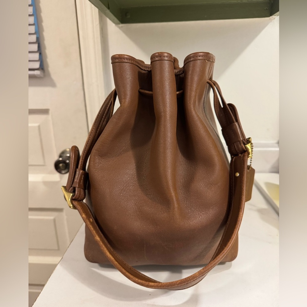 Vintage Coach Legacy Brown Leather Bucket Bag 9165 Adjustable Strap  RA10074